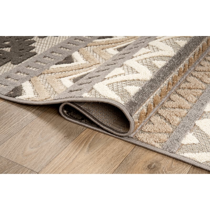 World Rug Gallery Contemporary Geometric Bohemian Indoor/Outdoor Area Rug