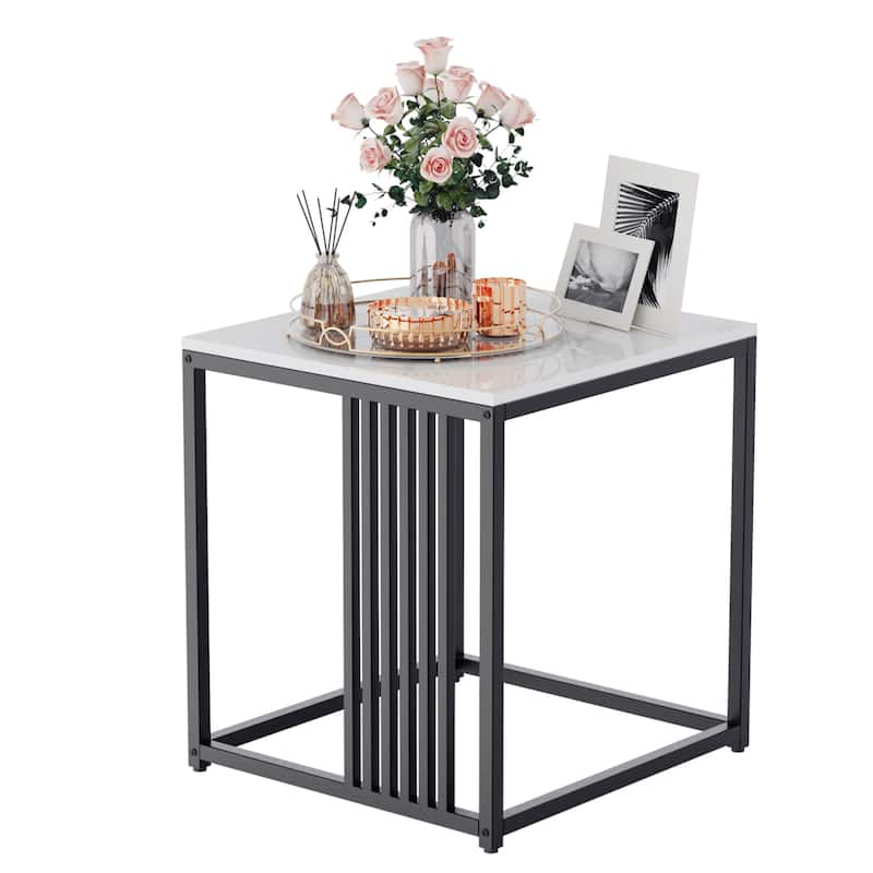 Industrial Style Sintered Stone Top Square Side Table