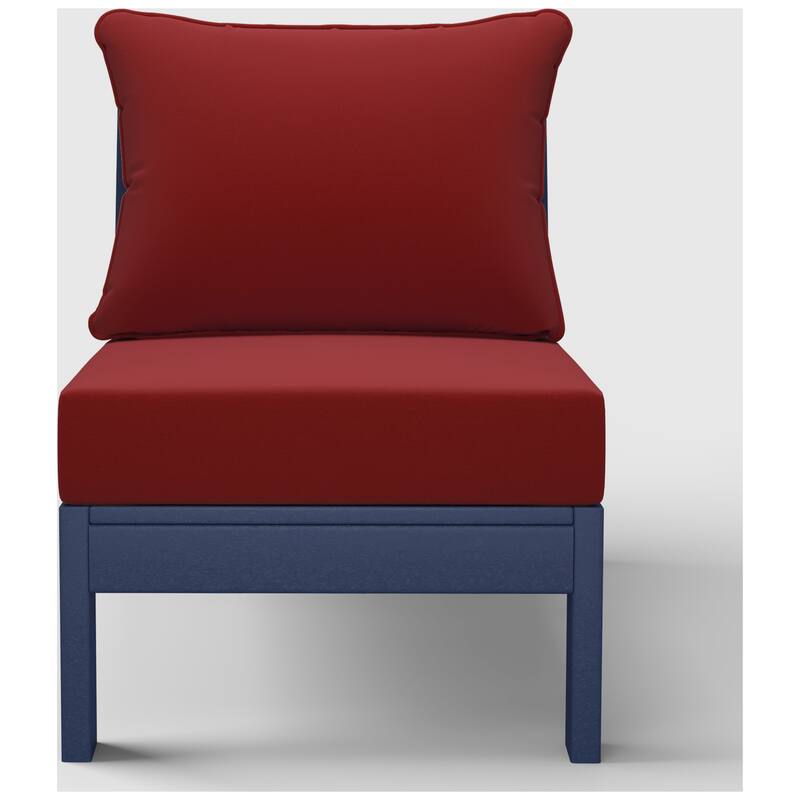 Birchwood All Weather HDPE Outdoor Patio Deep Seating Navy Blue Armless Chair With Cushions (1-Piece)