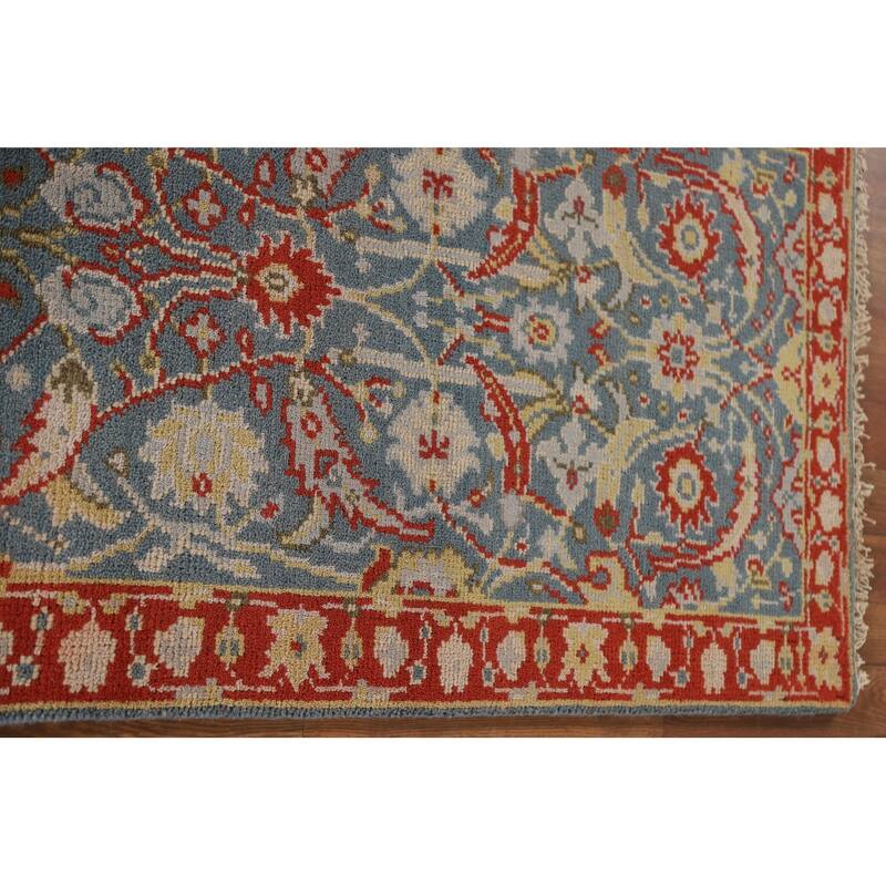 All-Over Blue Heriz Oriental Runner Rug Hand-knotted Wool Carpet - 2'6"x 11'9"