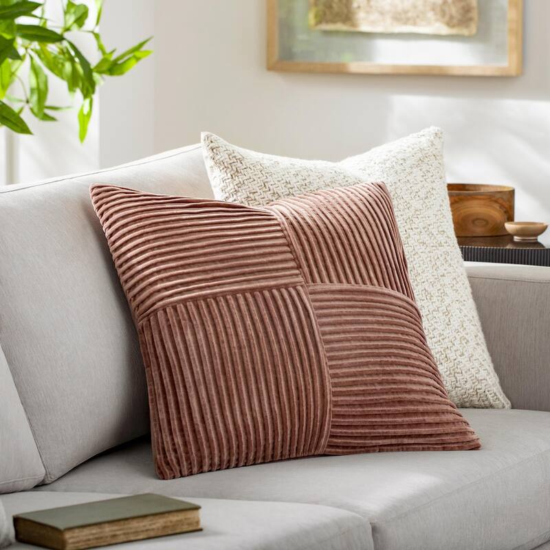 Maxence Modern & Contemporary Solid Color Throw Pillow - 18"L x 18"W - Cover Only - Red