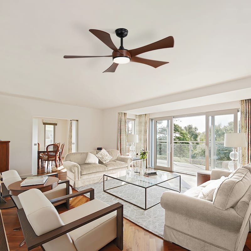 52 Inch Ceiling Fan with 22W LED Light and Remote Control 5 ABS Blades for Bedroom