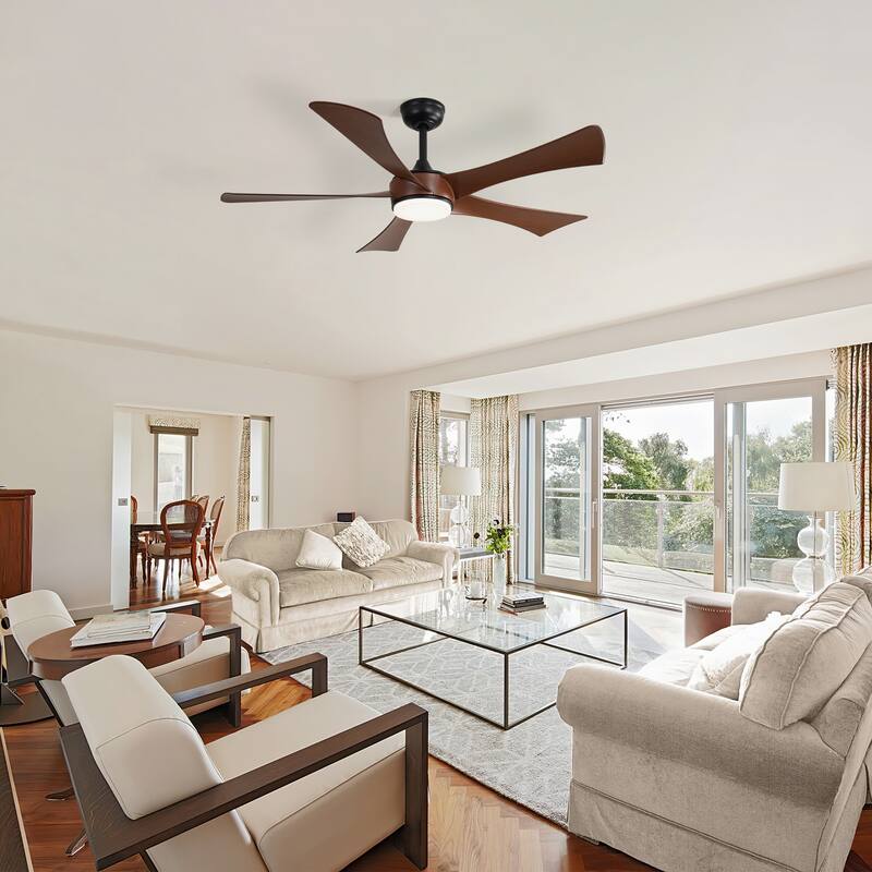 Farmhouse 5 ABS Blades Reversible Ceiling Fan Chandelier, 52" Indoor/Outdoor Ceiling Fan with Light Remote, 6-Speeds Timing