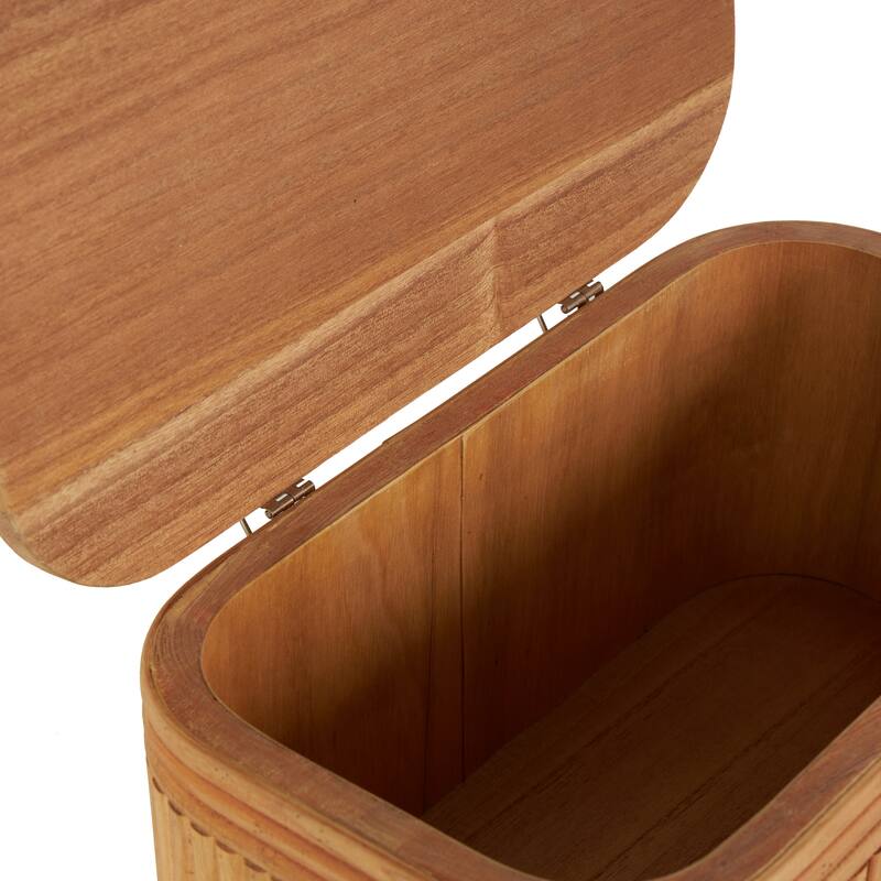 Wood Ribbed Decorative Box with Brass Latches - Set of 2 Brown - Roche River Decor