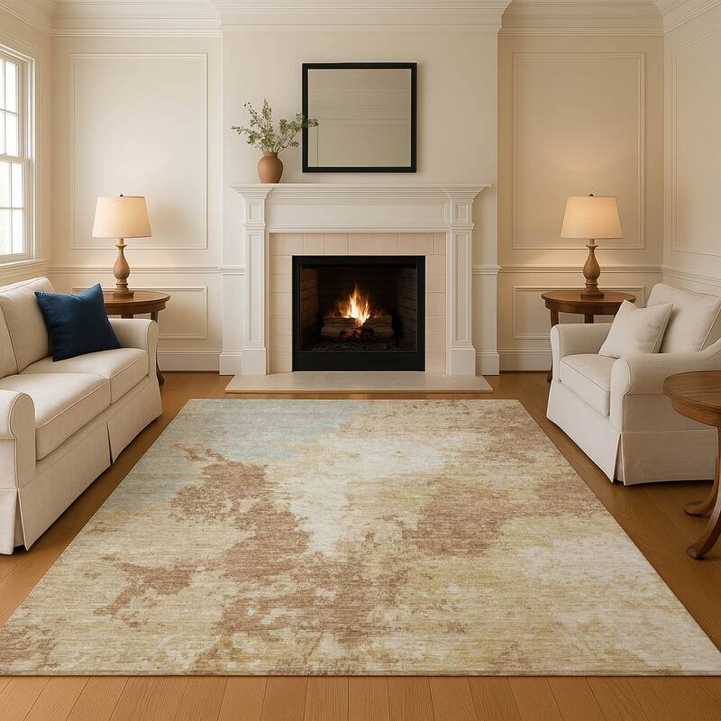 Premium Washable Super Soft Modern Abstract Mayfield Rug - Coral - 5' x 7'6"