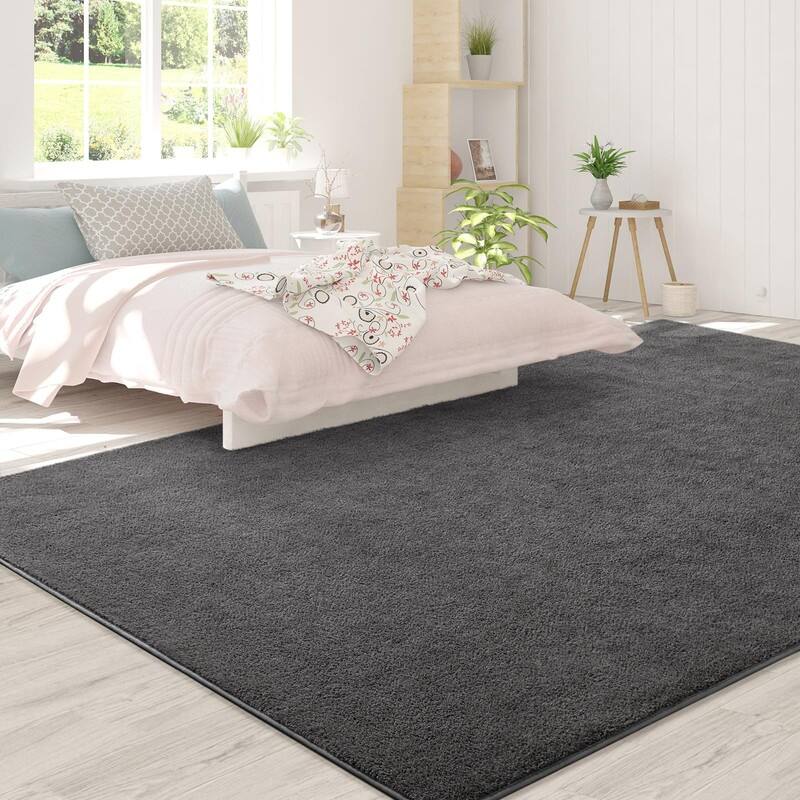 Area Rugs, Dark Grey Super Soft Comfy Thickened Memory-Foam Indoor Carpets