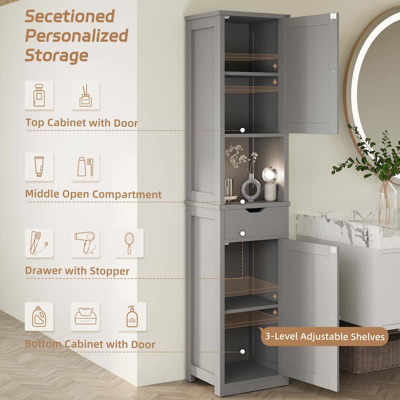 Bathroom Storage Cabinet – Multifunctional Waterproof Organizer with Adjustable Shelves - N/A