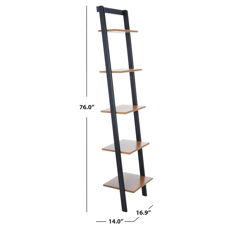 SAFAVIEH Viorela 5-Tier Leaning Etagere Bookcase - 16.9" W x 14" L x 76" H - 17Wx14Dx76H