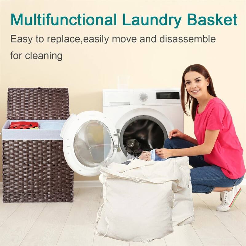 Laundry Hamper with Lid and Handles - 22.4"L x 13"W x 24"H