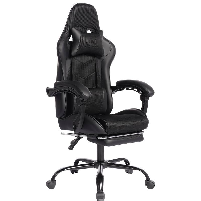 E-sports Gaming Chair Sports Car Driving Seat PU Material Moulded Sponge Comfortable and Safe With Massage - Black