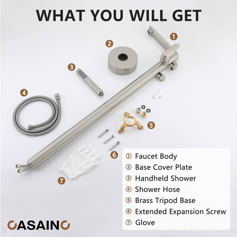 CASAINC Single-Handle Freestanding Floor-Mount Roman Tub Faucet with Handheld Shower