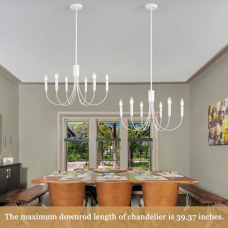 6-Light Modern Candlestick Hanging Linear Chandelier Lighting Island Chandelier for Kitchen Island