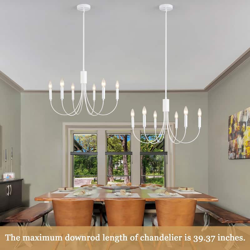 Farmhouse style 6 - Light Metal Candle Chandelier for Kitchen Dining Room - N/A