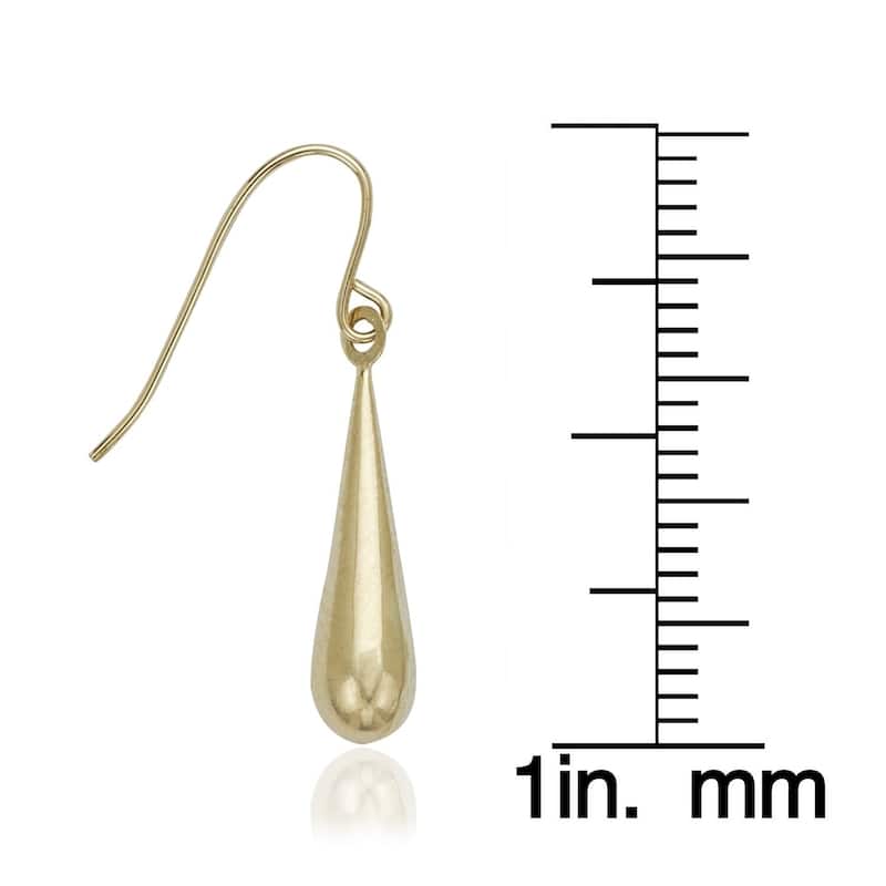 14k Yellow Gold Teardrop French-wire Earrings - White