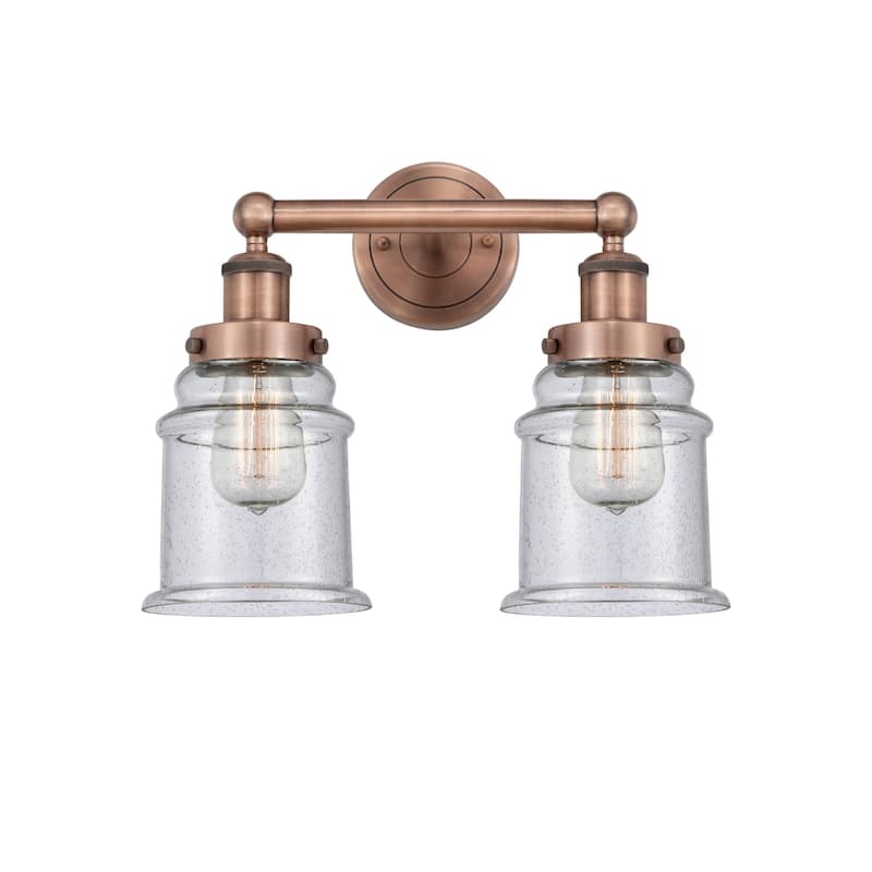 Innovations Lighting 616-2W-13-15 Canton Vanity Canton 2 Light 15" - Antique Copper / Seedy