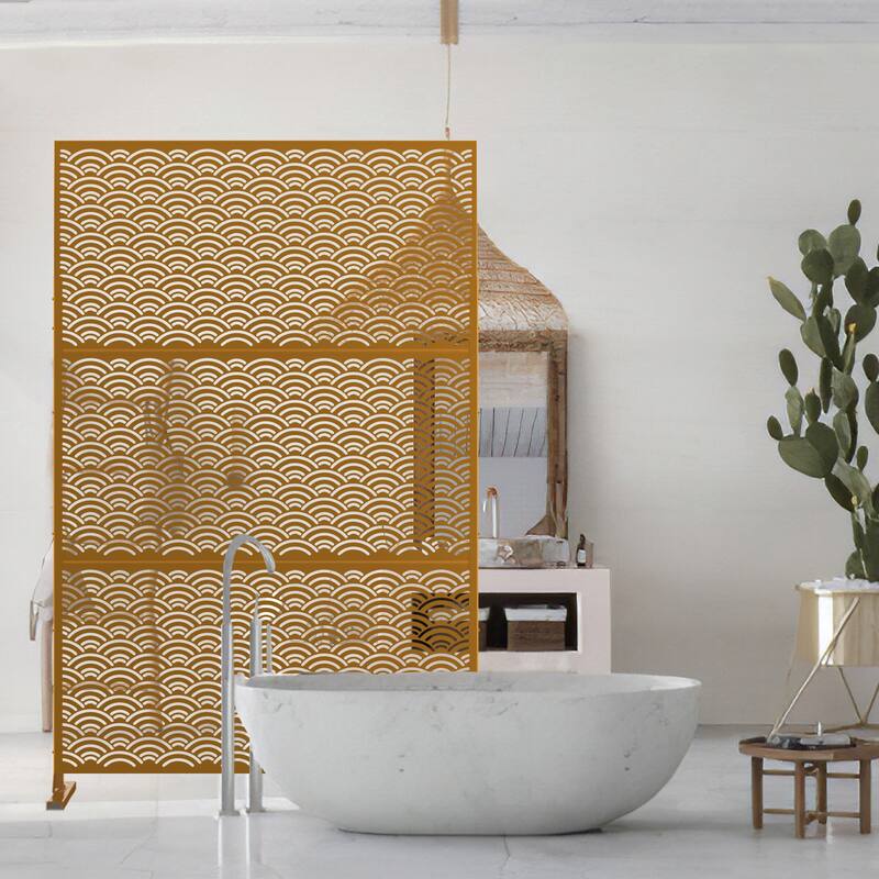 Metal Privacy Screen Wall Decoration Free Standing-6.3 ft. H X 4 ft. W
