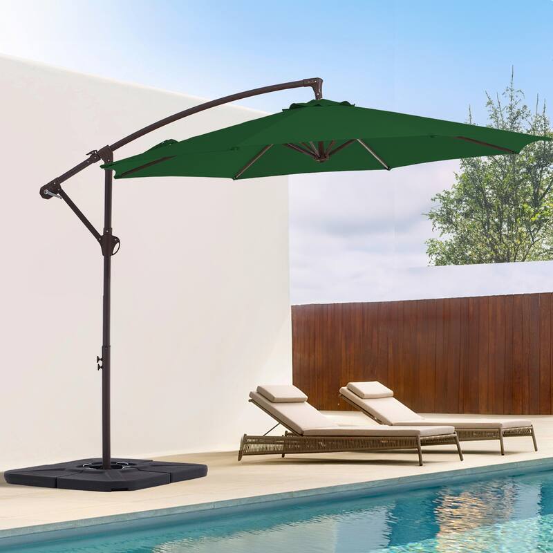 10ft Steel Crank Lift Hanging Offset Cantilever Umbrella