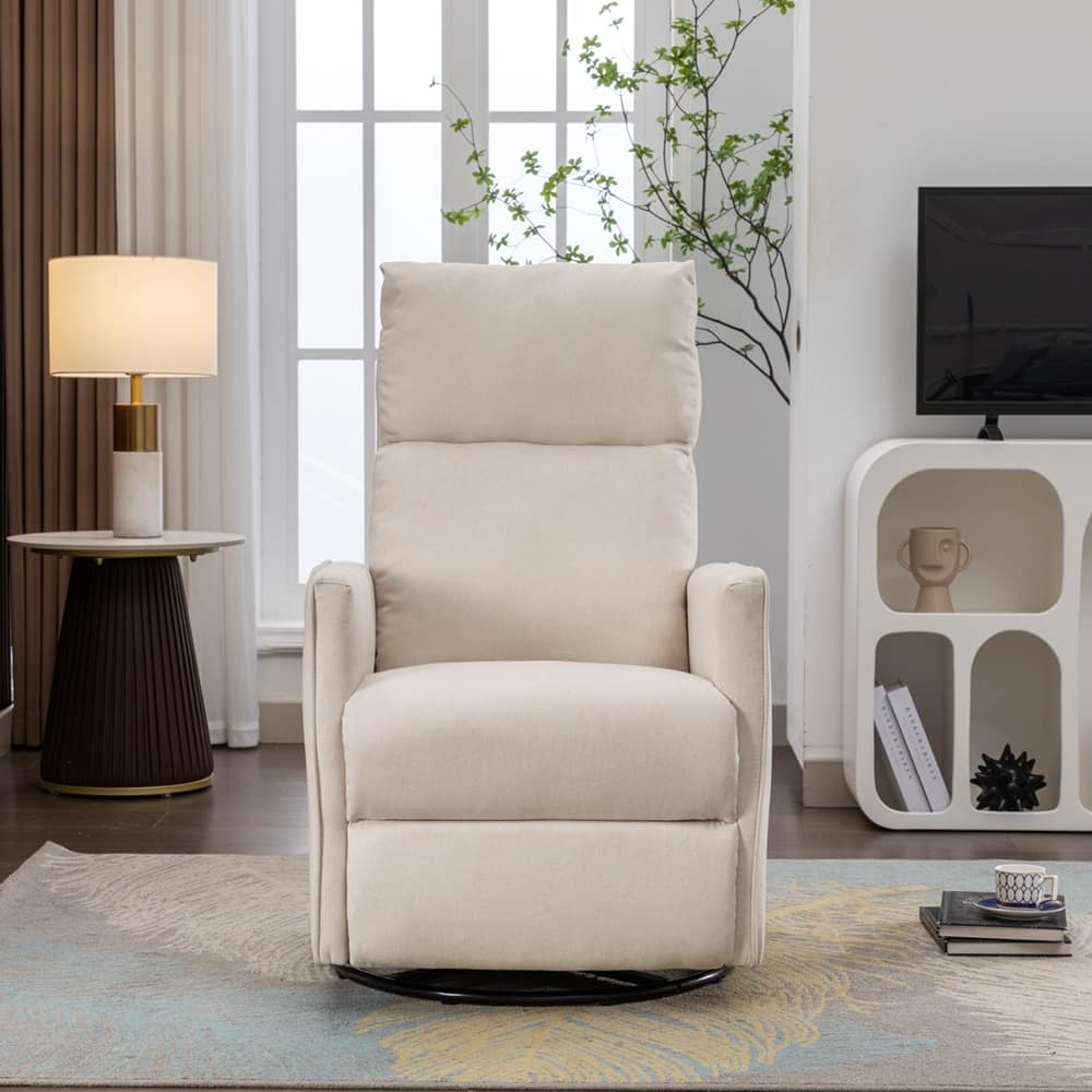 Modern Swivel Rocking Chair With Adjustable Back And Footrest