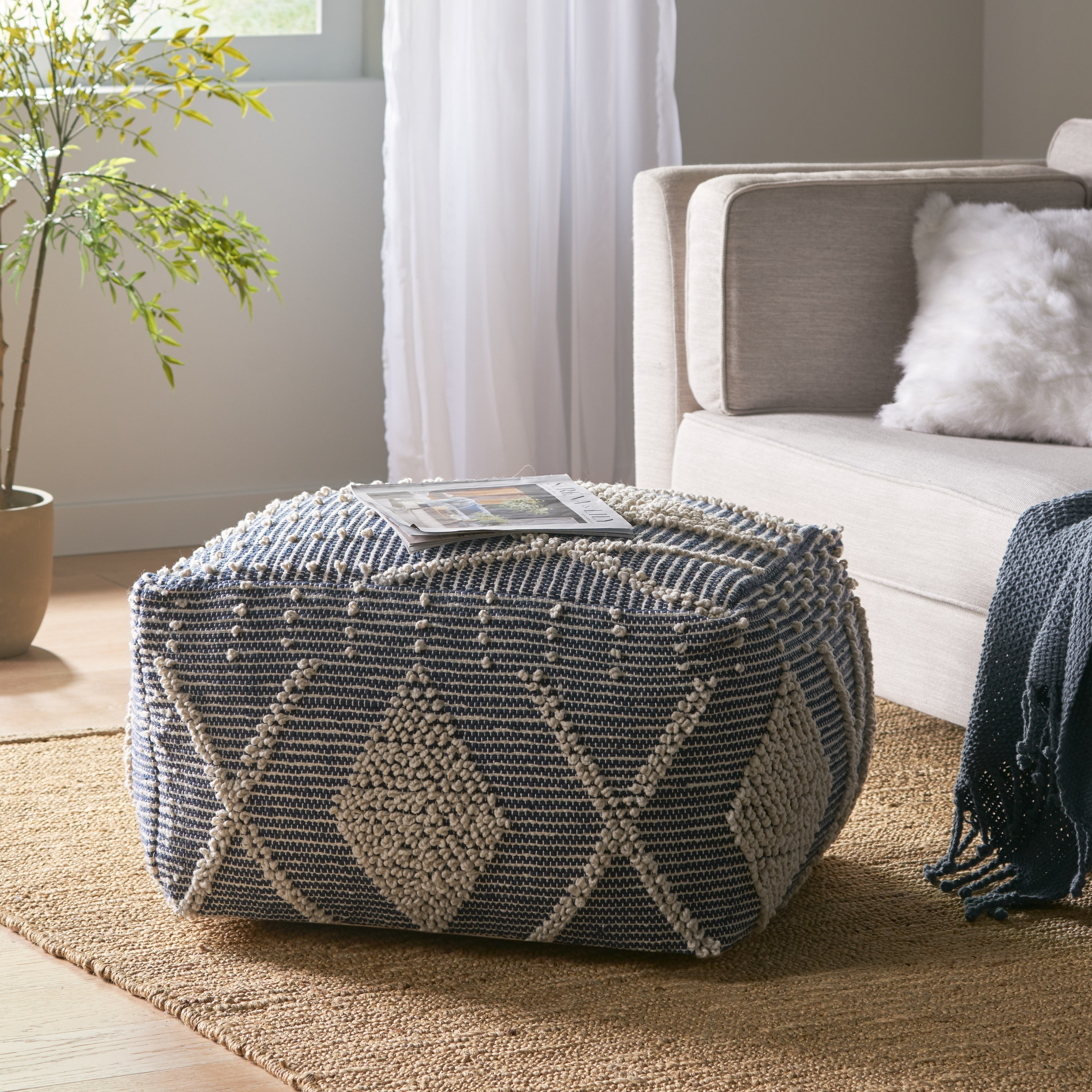 Brinket Boho Cube Yarn Pouf by Christopher Knight Home On Sale
