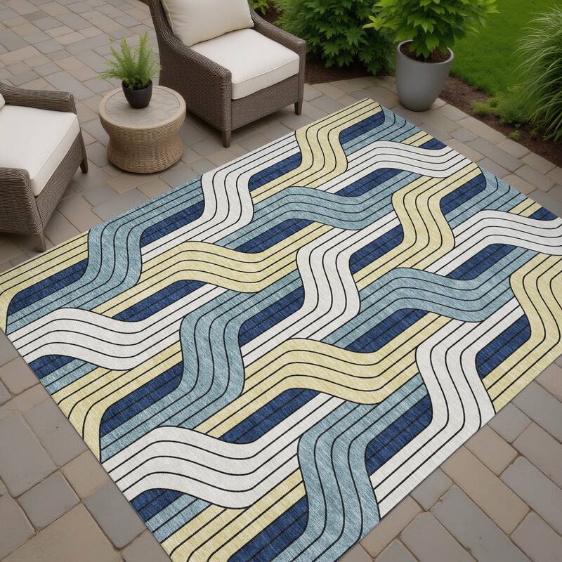 Machine Washable Indoor/ Outdoor Modern Pathway Chantille Rug