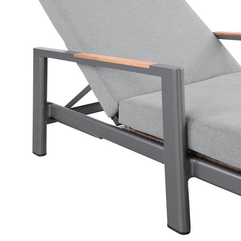 Arlo Teak & Wicker Aluminum Dual-Use Outdoor Chaise Lounge (Set of 2)