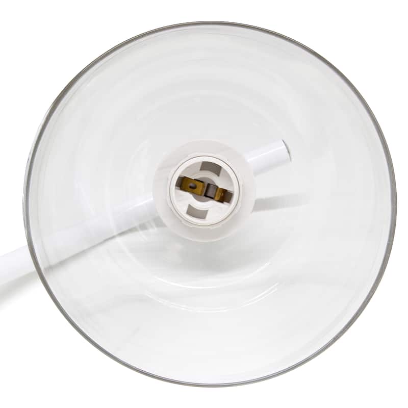 Modern Industrial Desk Lamp with Clear Glass Shade and Dual USB Charging Ports Multiple Colors - 8" (L) x 5.5" (W) x 15.75" (H)
