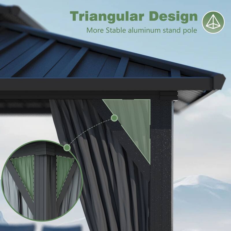 VEIKOUS Outdoor Aluminum Double Hardtop Gazebo Pergolas for Patio Lawn and Garden