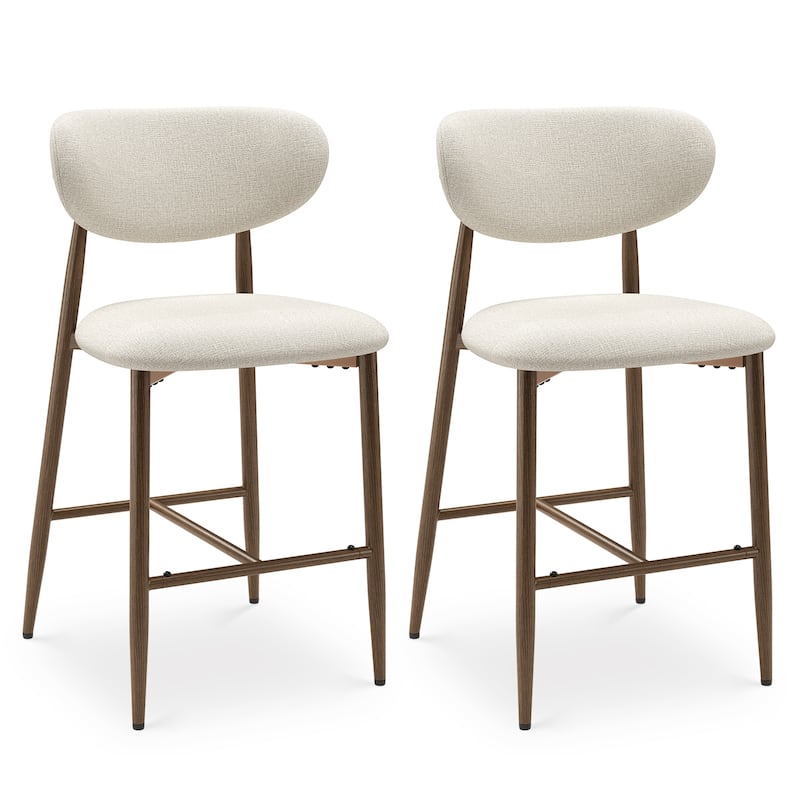 Modern Bar Stools, 25 Inch Height with Back Support & Fabric Upholstery for Home Bar