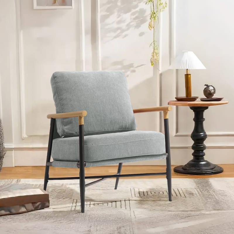 Industrial Upholstered Accent Chair Club Chair with Metal Frame