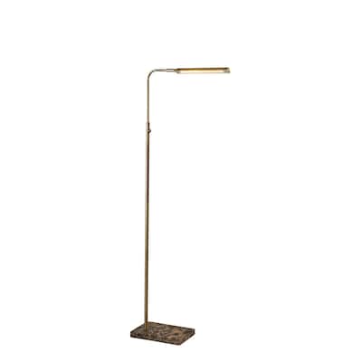 Adesso Reader Antique Brass LED Floor Lamp