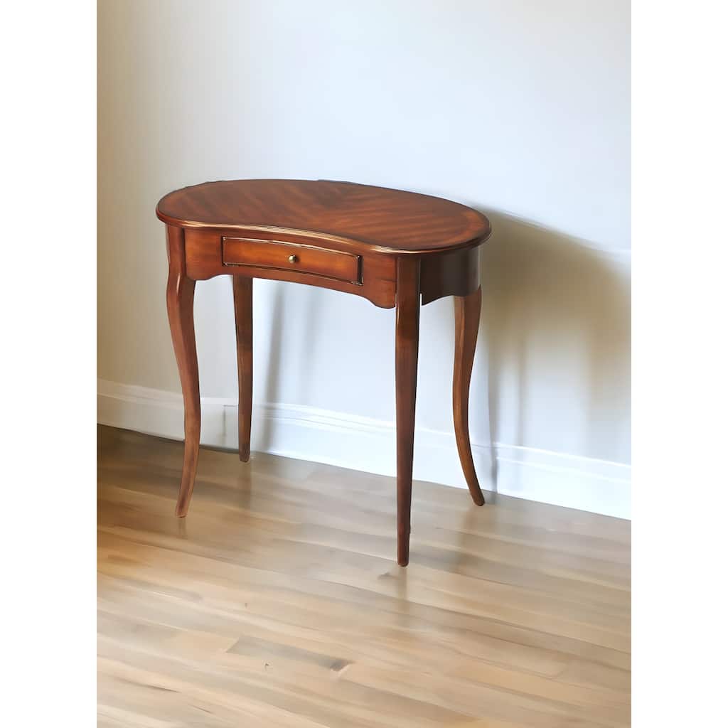 32" Brown Solid Manufactured Wood Kidney Writing Desk