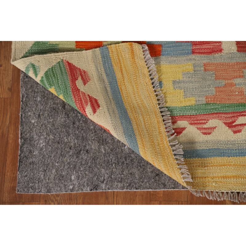 Southwestern / Geometric Kilim Oriental Rug Hand-Woven Wool Carpet - 3'2"x 5'0"