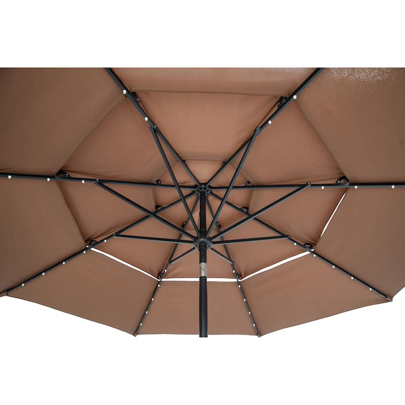 Zenova 10ft 3 Tier Outdoor Patio Umbrella with LED Lights