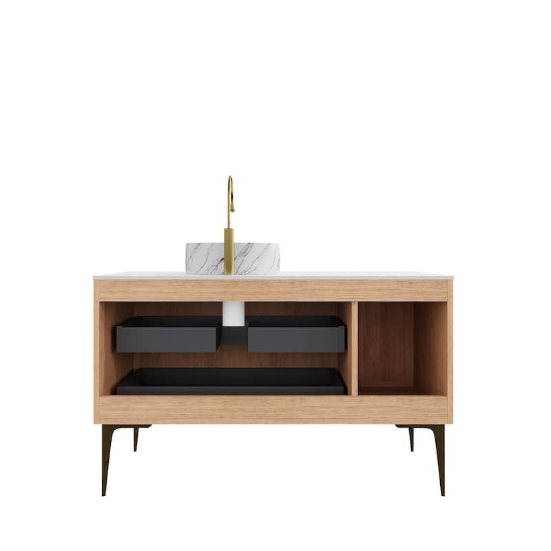 Freestanding Bathroom Vanity with Round Ceramic Basin