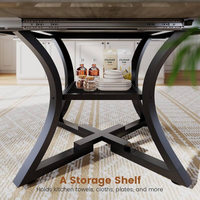 Extendable Dining Table Set 4-6 People 5-Piece Kitchen Table Set with 4 Cushion Chairs