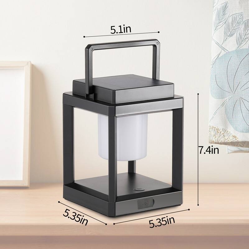 7.4" Outdoor Solar Lantern With LED Light Battery Powered, Durable & Stylish