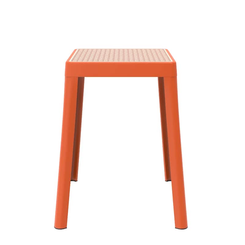 Tresse Modern Stackable Dining Stool with Wicker Seat for Dining Room, Garden, Patio, Indoor or Outdoor Set of 2