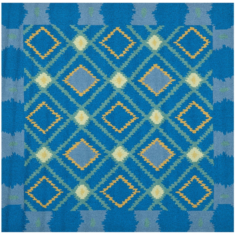 SAFAVIEH Handmade Four Seasons Malwine Floral Rug - 6' Square - Indigo/Yellow