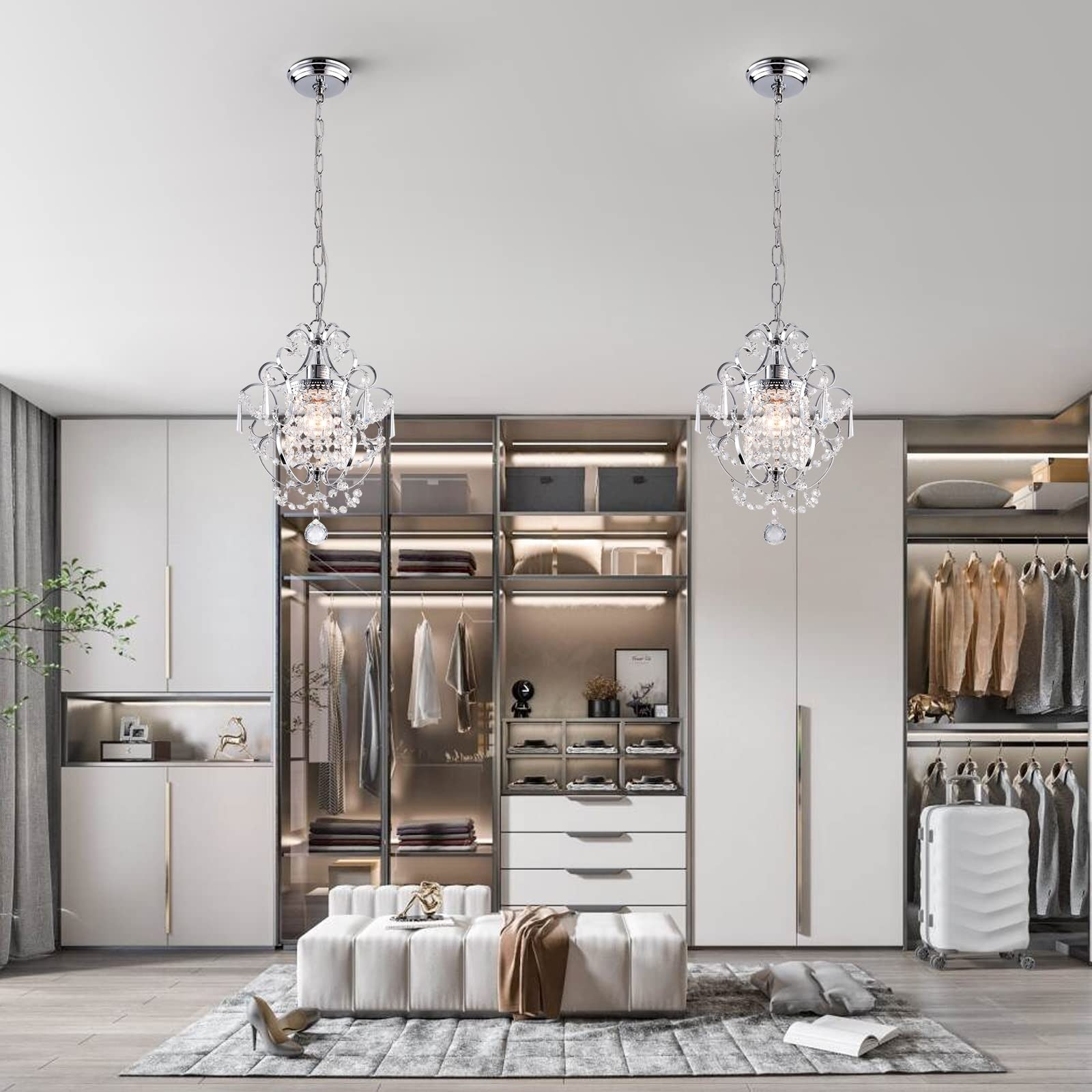 Mini Chandelier Light Fixture,Modern Chrome Crystal Ceiling Light Fixtures  1 Light Small Chandeliers for Bathroom - Bed Bath \u0026 Beyond - 40643480, image size:1600x1600