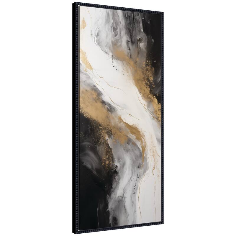 Kate and Laurel Luxe Drift Modern Elegant Abstract by The Creative Bunch Studio Framed Canvas Wall Art Print - 18 x 40