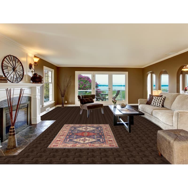 Navy Blue Kazak Area Rug Hand-Knotted Wool Carpet - 4'2" x 6'3"