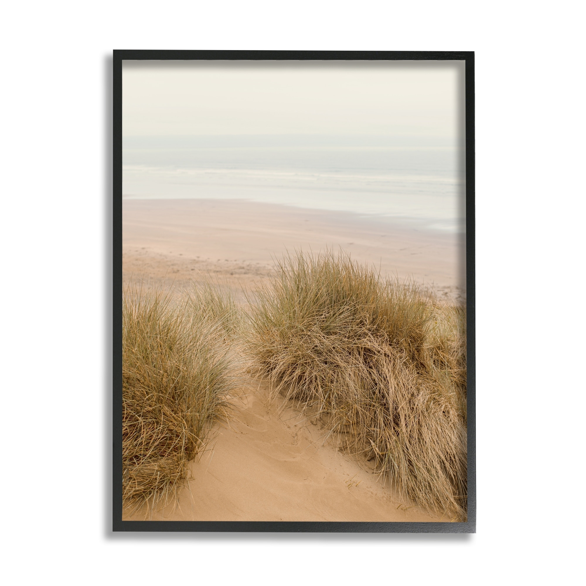 Stupell Indtries Beach Sand Dune Path Tall Grass Muted Sky,30 x 24,Design  by Ian Winstanley 