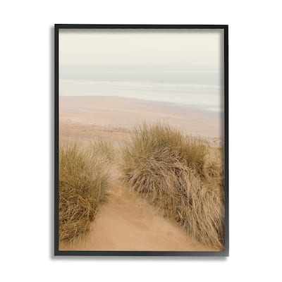 Stupell Sun Bleached Beach Coast Tall Grass Sand Dunes Framed Wall Art
