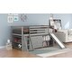 preview thumbnail 8 of 7, Gray Twin Pine Low Loft Bed with Bookcases, Drawers, Convertible Ladder, Slide