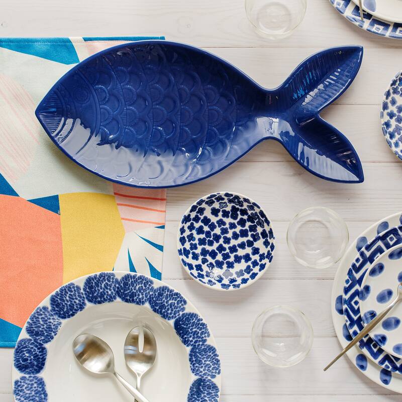viva by VIETRI Santorini Large Cobalt Figural Fish Platter