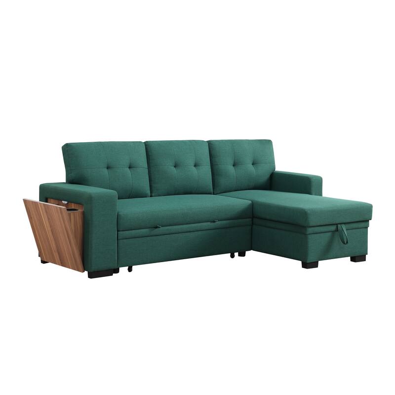 3 - Piece Green Linen Upholstered Sectional Sofa