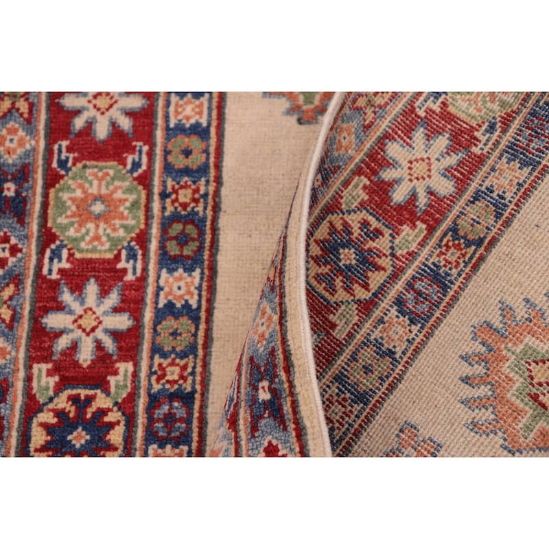 Tribal Kazak Dante Beige/Red Wool Runner - 2'8'' x 8'0''