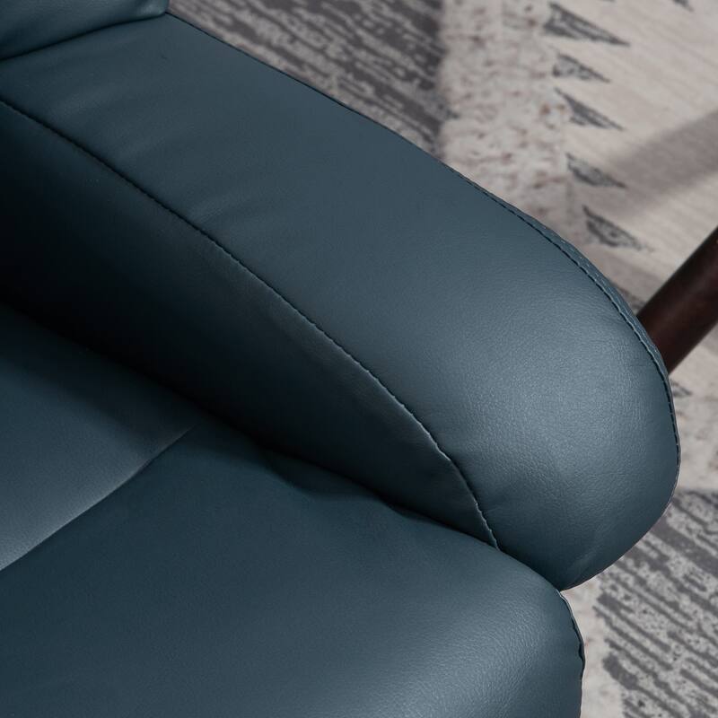 360 Swivel PU Leather Manual Massage Recliner Chair with Footrest, Adjustable Backrest and 10 Point Vibration