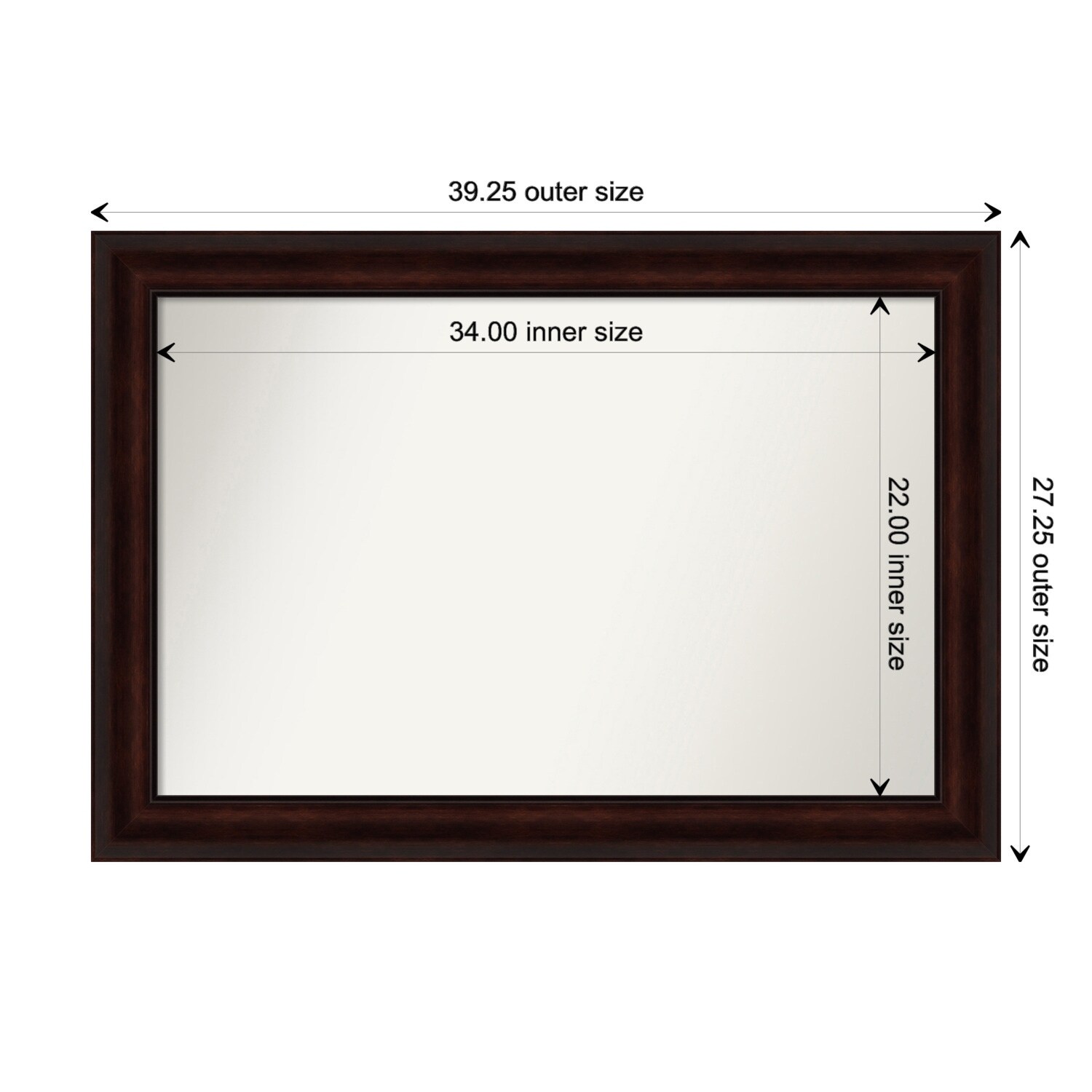 Coffee Bean Brown Framed Non-Beveled Custom Wall Mirror, Bathroom Vanity Mirror