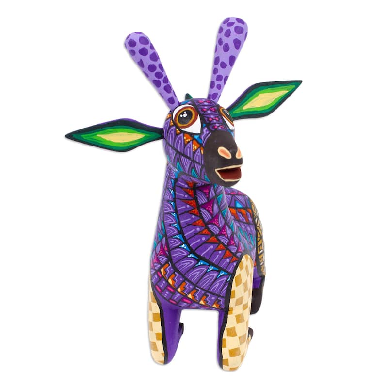 Novica Handmade Cheerful Giraffe Wood Alebrije Figurine